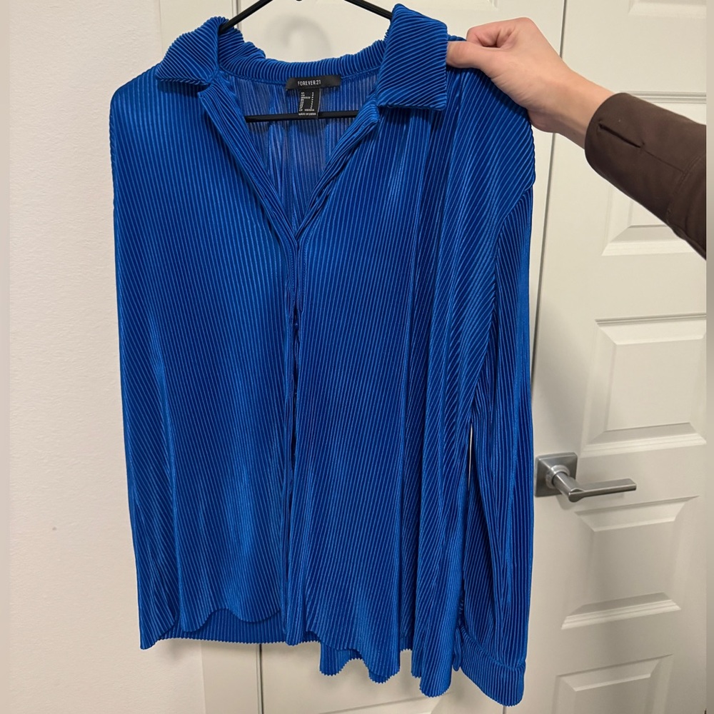 Forever 21 Oversized Cobalt Blue Button-Down